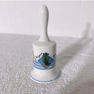 Vintage White  Blue Arizona Ceramic Souvenir Bell